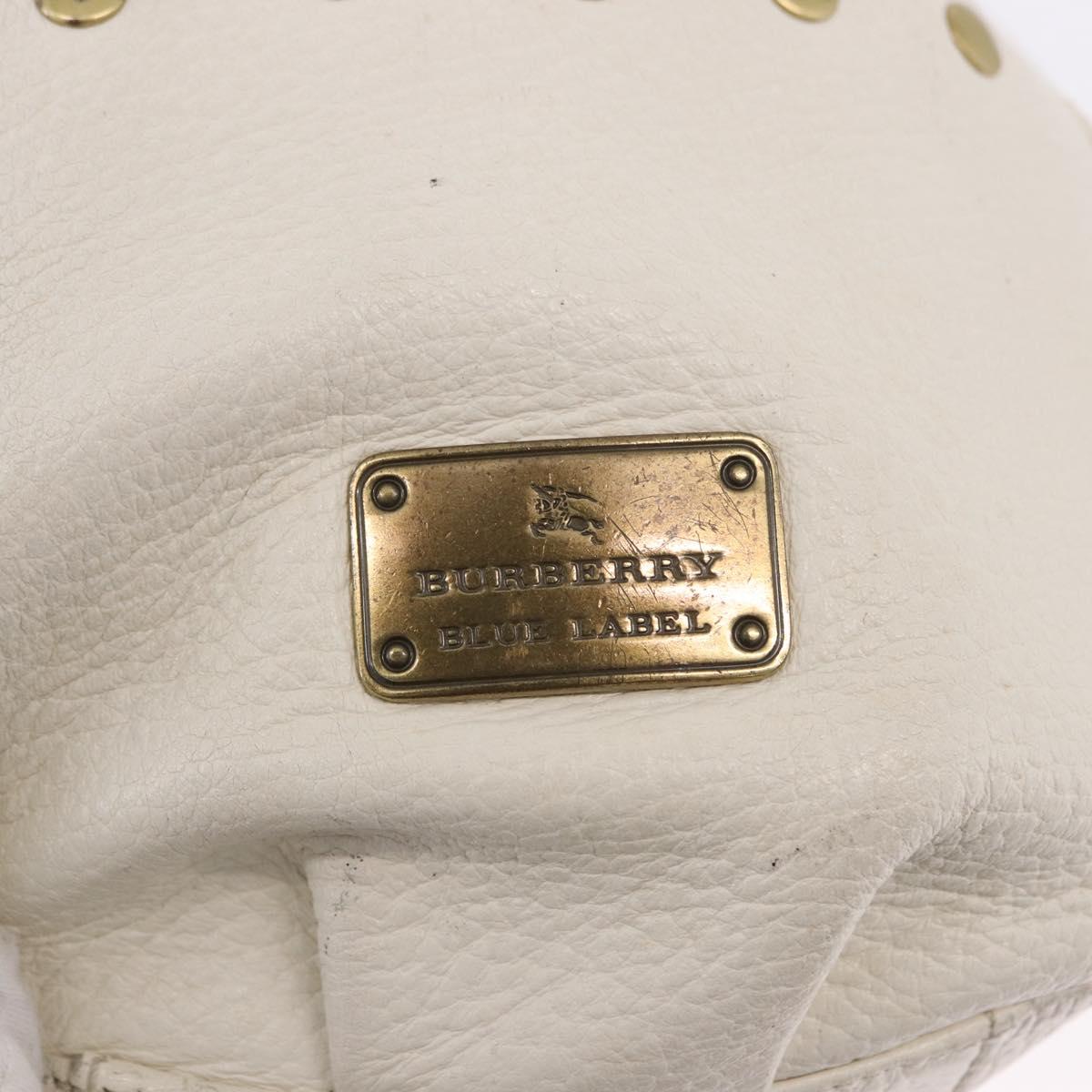 BURBERRY Chain Purse Blue Label Shoulder Bag Leather White Auth 201916
