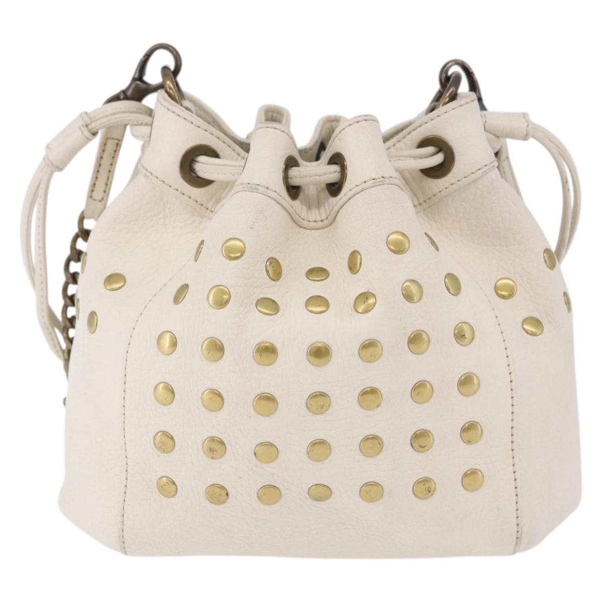 BURBERRY Chain Purse Blue Label Shoulder Bag Leather White Auth 201916