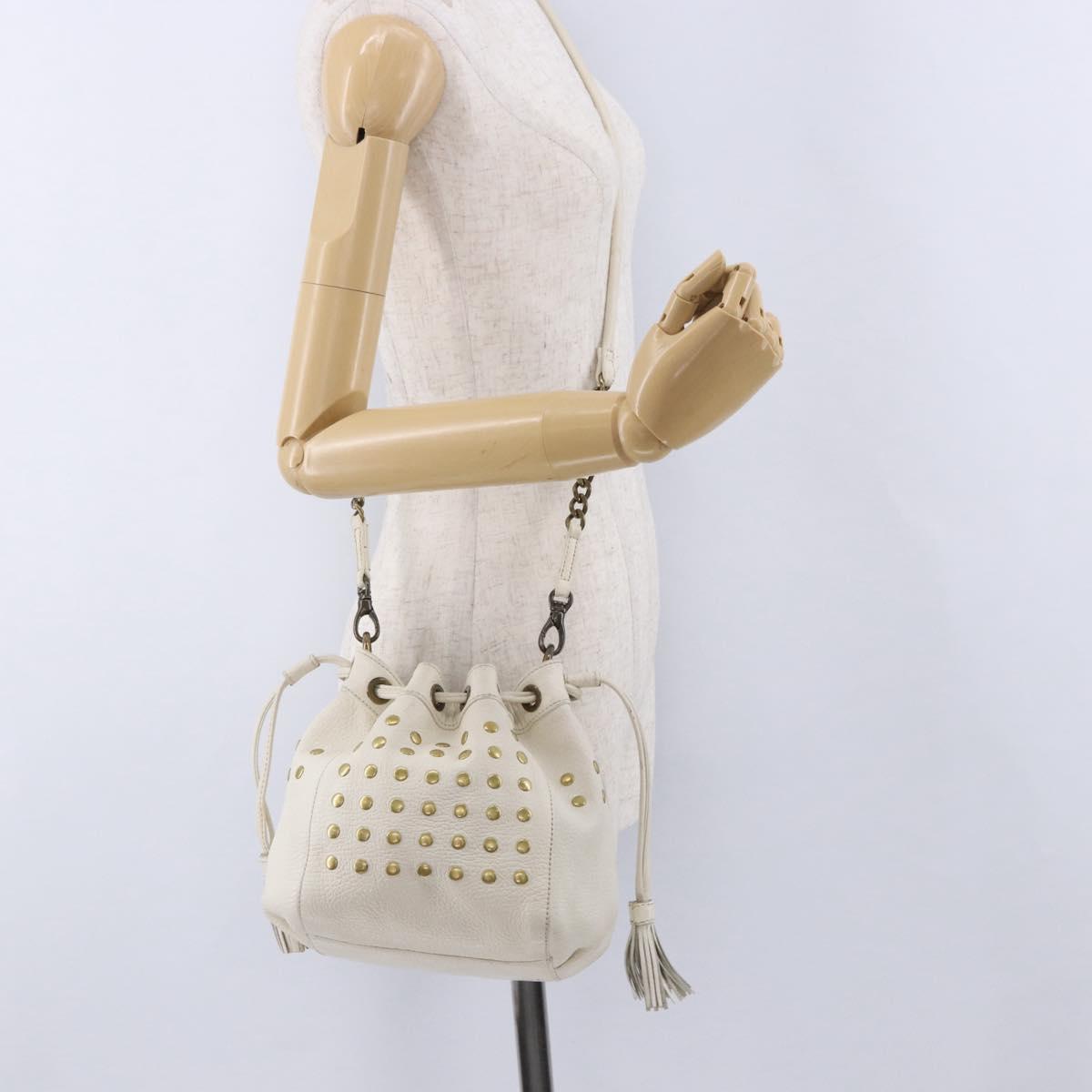 BURBERRY Chain Purse Blue Label Shoulder Bag Leather White Auth 201916