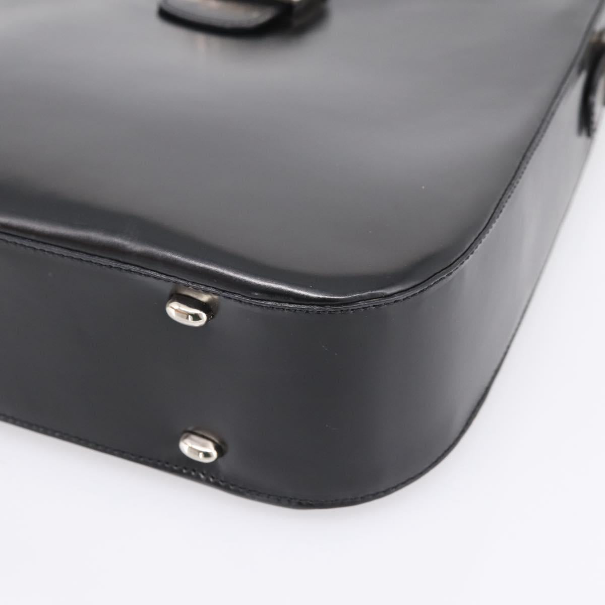 CELINE Horse Carriage Shoulder Bag Leather Black Silver Auth 201919A