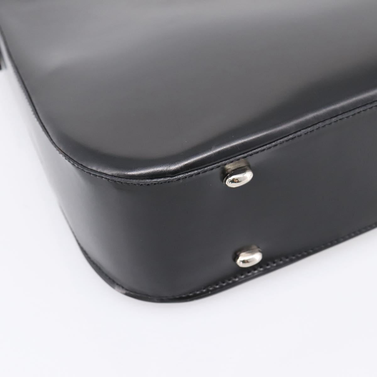 CELINE Horse Carriage Shoulder Bag Leather Black Silver Auth 201919A