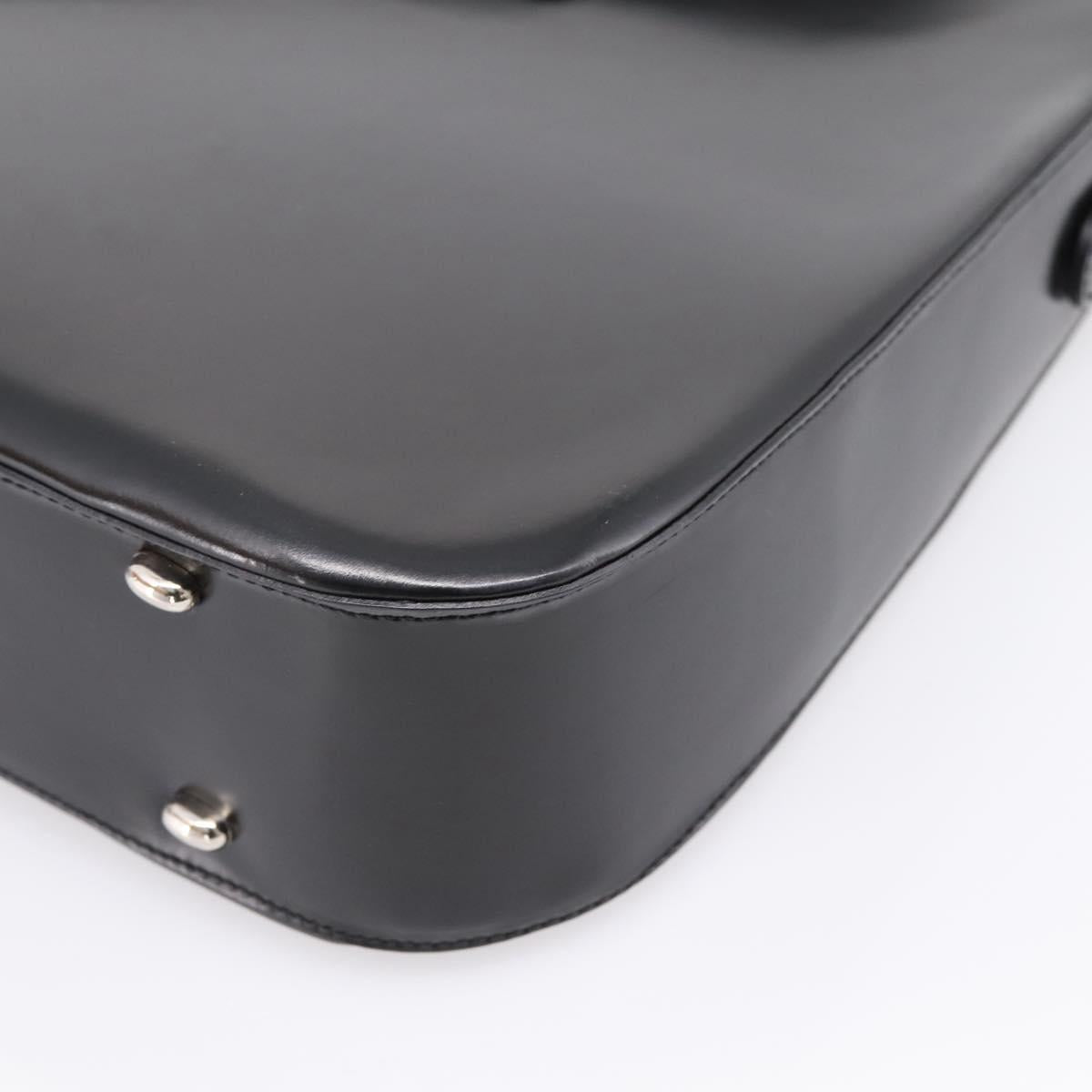 CELINE Horse Carriage Shoulder Bag Leather Black Silver Auth 201919A