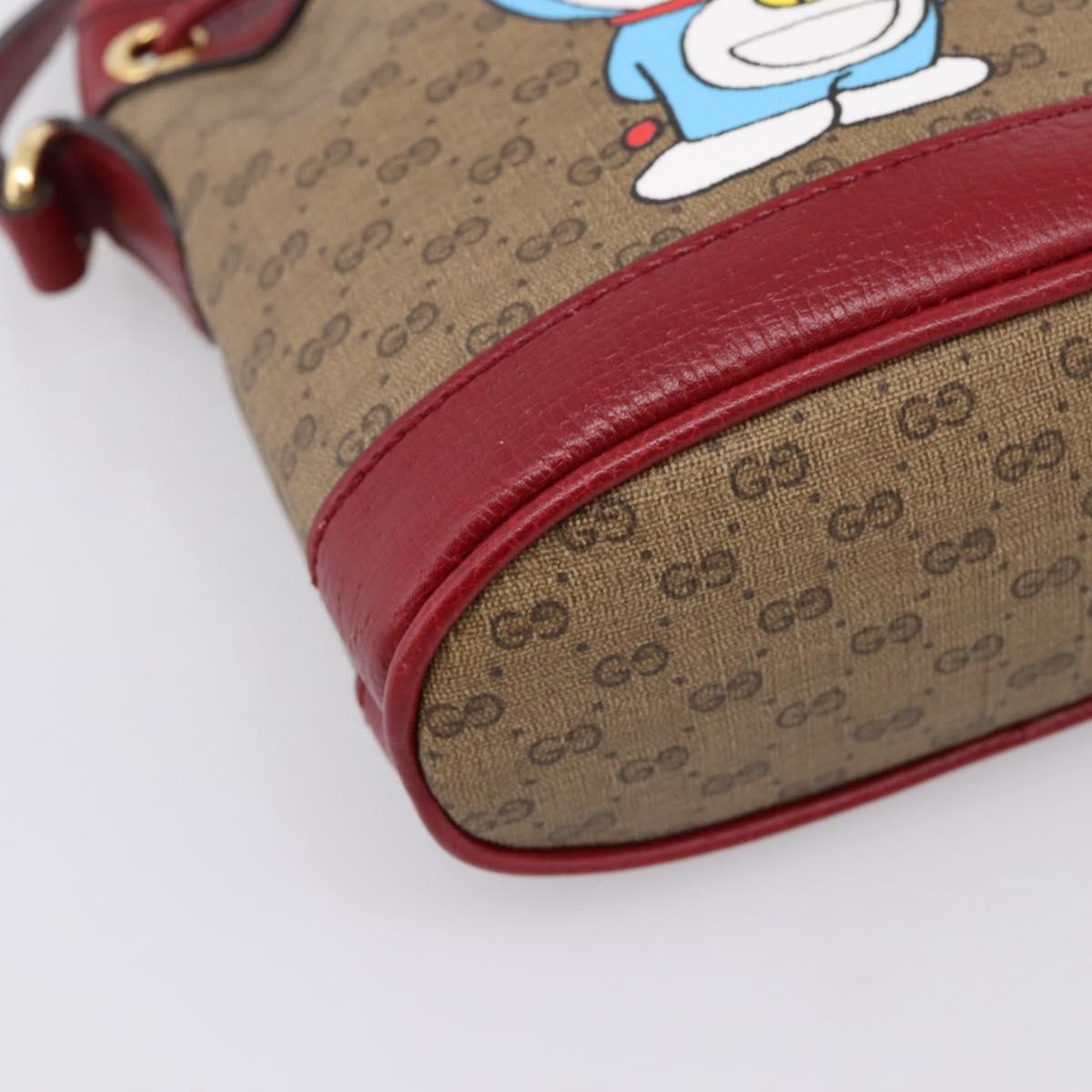 GUCCI GUCCI × Doraemon Micro GG Supreme Bag PVC Beige Gold 647801 Auth 201921SAM