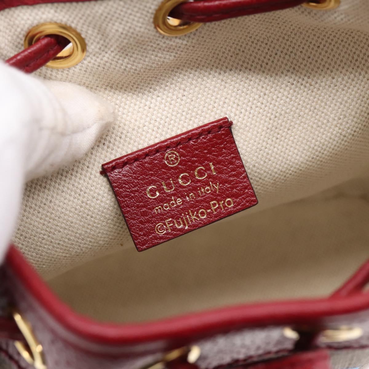 GUCCI GUCCI × Doraemon Micro GG Supreme Bag PVC Beige Gold 647801 Auth 201921SAM