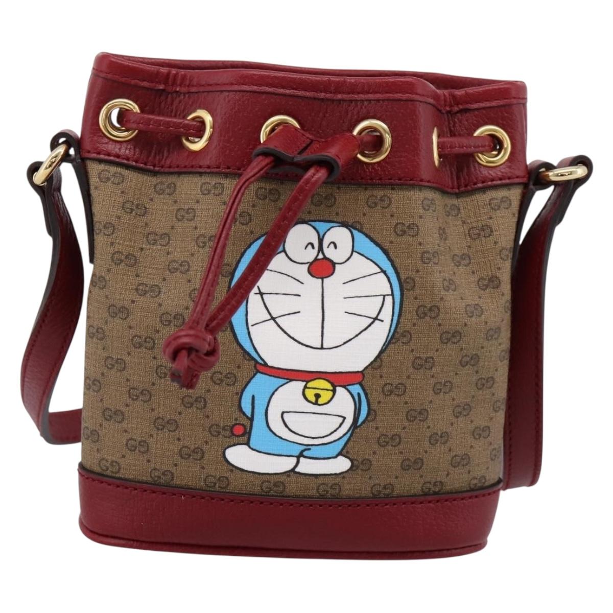 GUCCI GUCCI × Doraemon Micro GG Supreme Bag PVC Beige Gold 647801 Auth 201921SAM