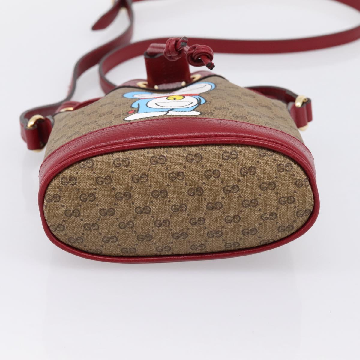 GUCCI GUCCI × Doraemon Micro GG Supreme Bag PVC Beige Gold 647801 Auth 201921SAM