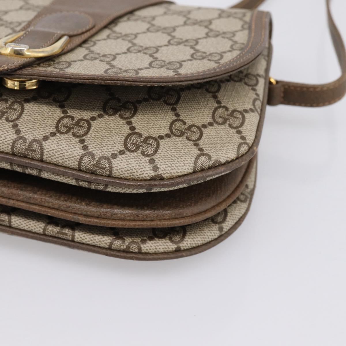 GUCCI GG Supreme Shoulder Bag PVC Leather Beige Gold Auth 201924