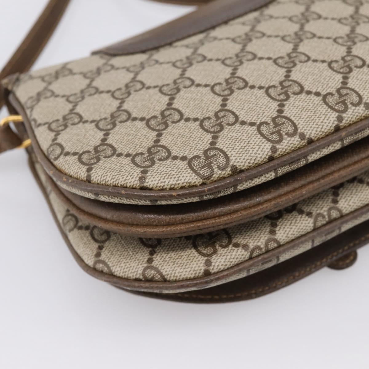 GUCCI GG Supreme Shoulder Bag PVC Leather Beige Gold Auth 201924
