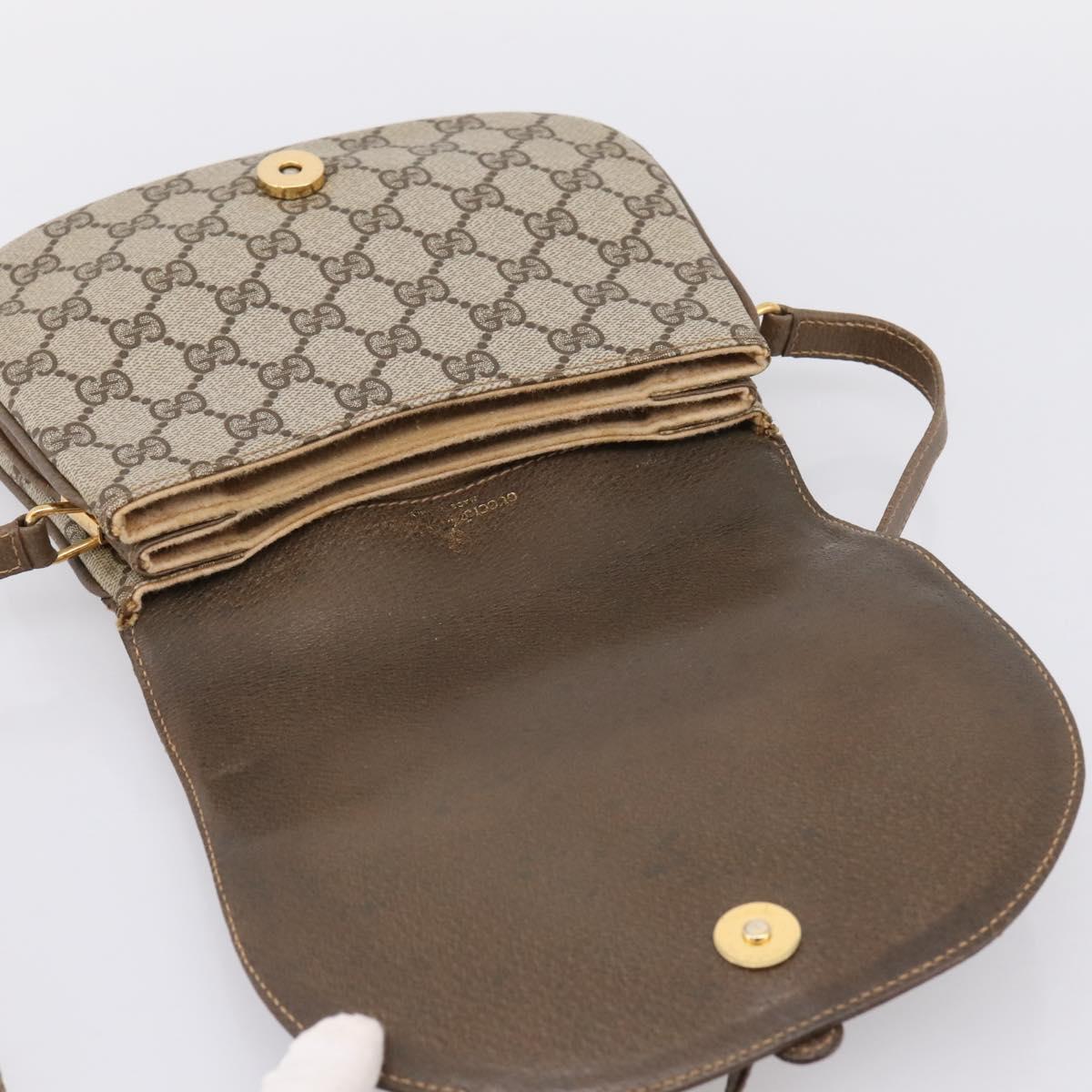 GUCCI GG Supreme Shoulder Bag PVC Leather Beige Gold Auth 201924