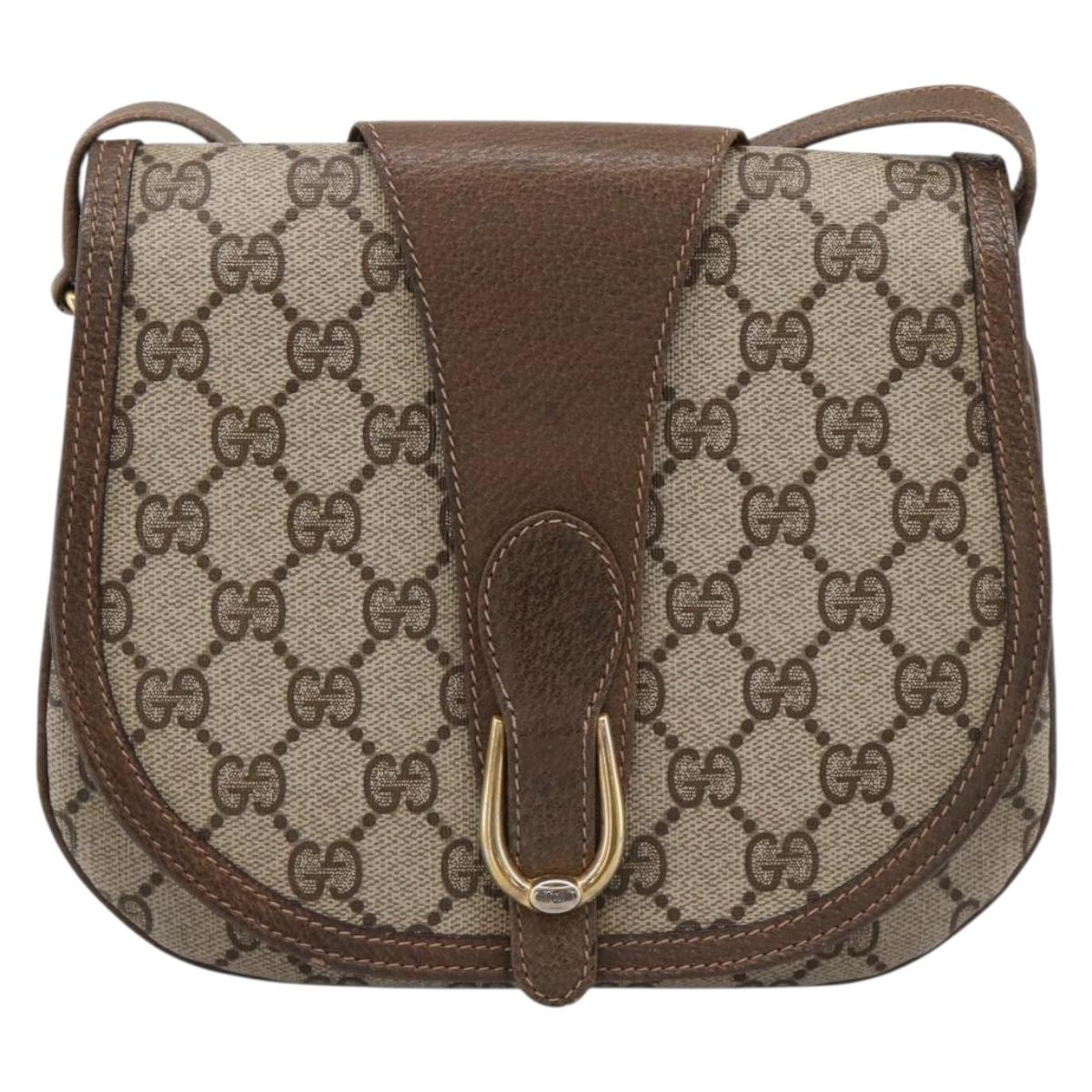 GUCCI GG Supreme Shoulder Bag PVC Leather Beige Gold Auth 201924