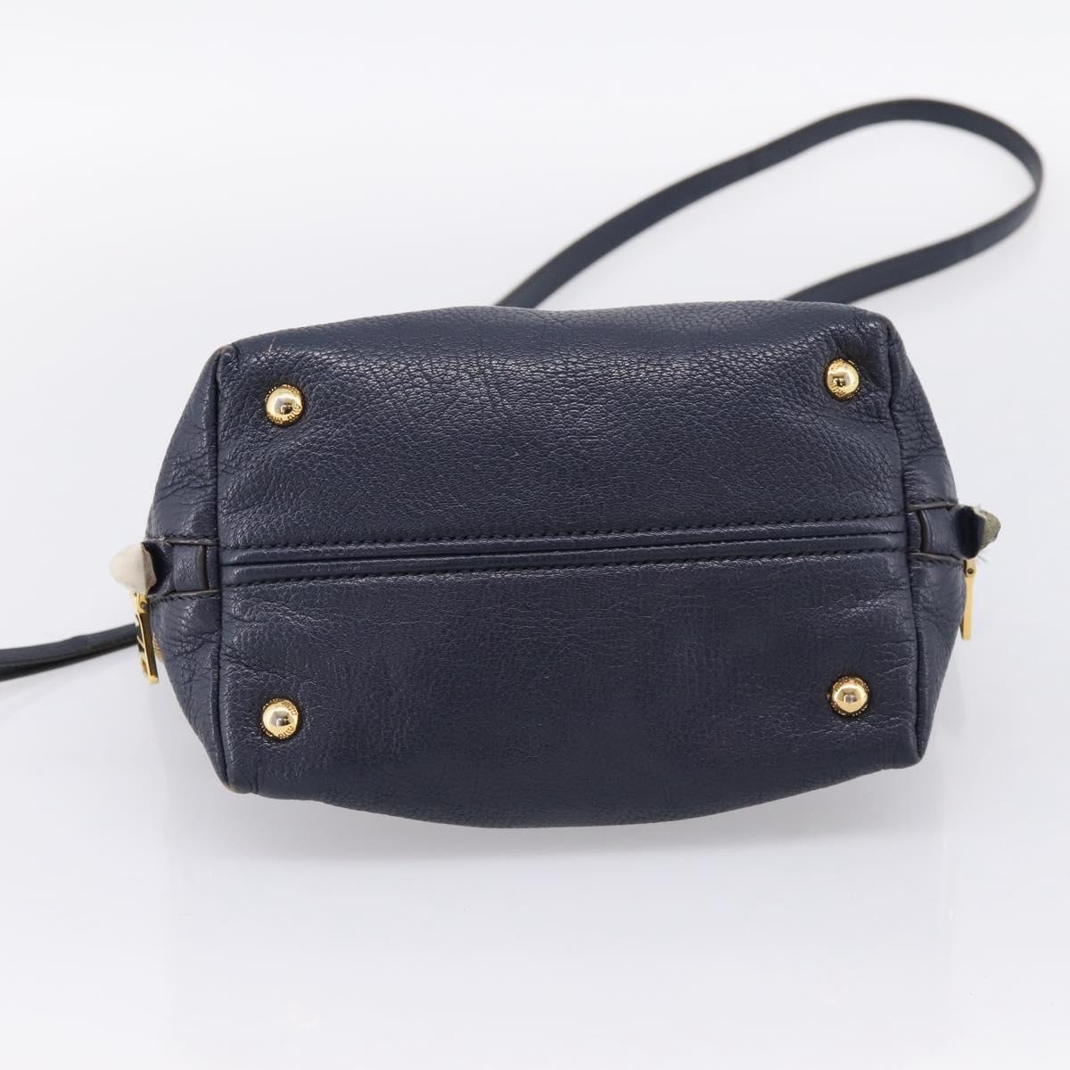 Miu Miu Hand Bag Leather 2way Navy Gold Auth 201925