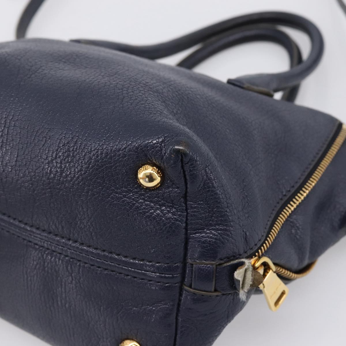 Miu Miu Hand Bag Leather 2way Navy Gold Auth 201925