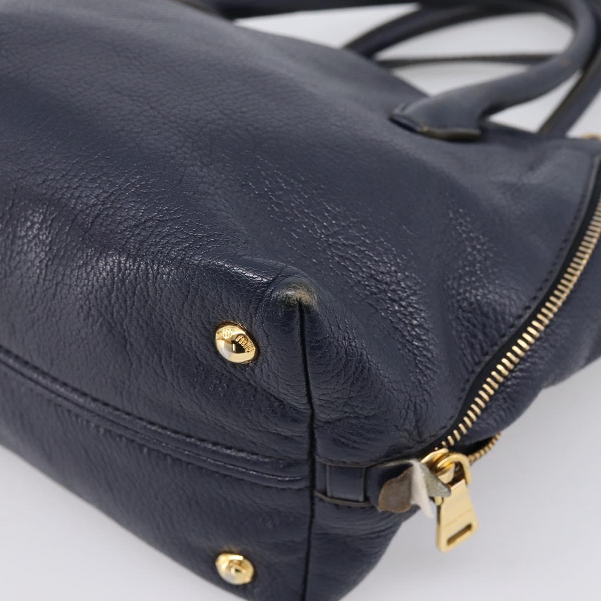 Miu Miu Hand Bag Leather 2way Navy Gold Auth 201925