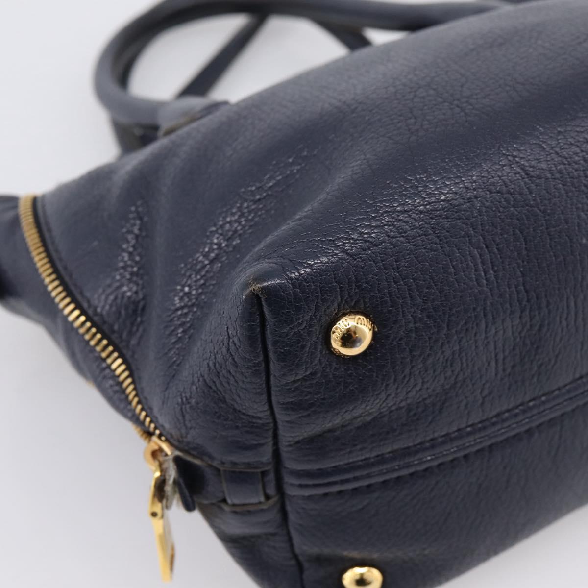 Miu Miu Hand Bag Leather 2way Navy Gold Auth 201925