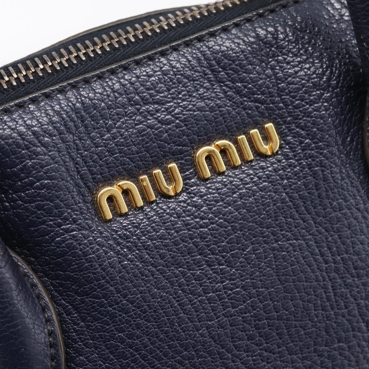 Miu Miu Hand Bag Leather 2way Navy Gold Auth 201925