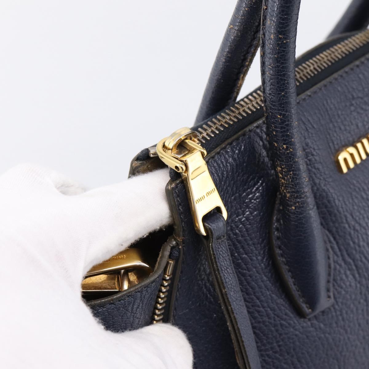 Miu Miu Hand Bag Leather 2way Navy Gold Auth 201925