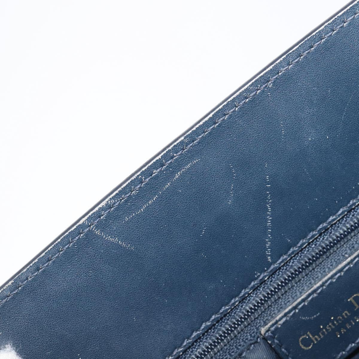 Christian Dior Trotter Canvas Hand Bag Navy Gold Auth 201927