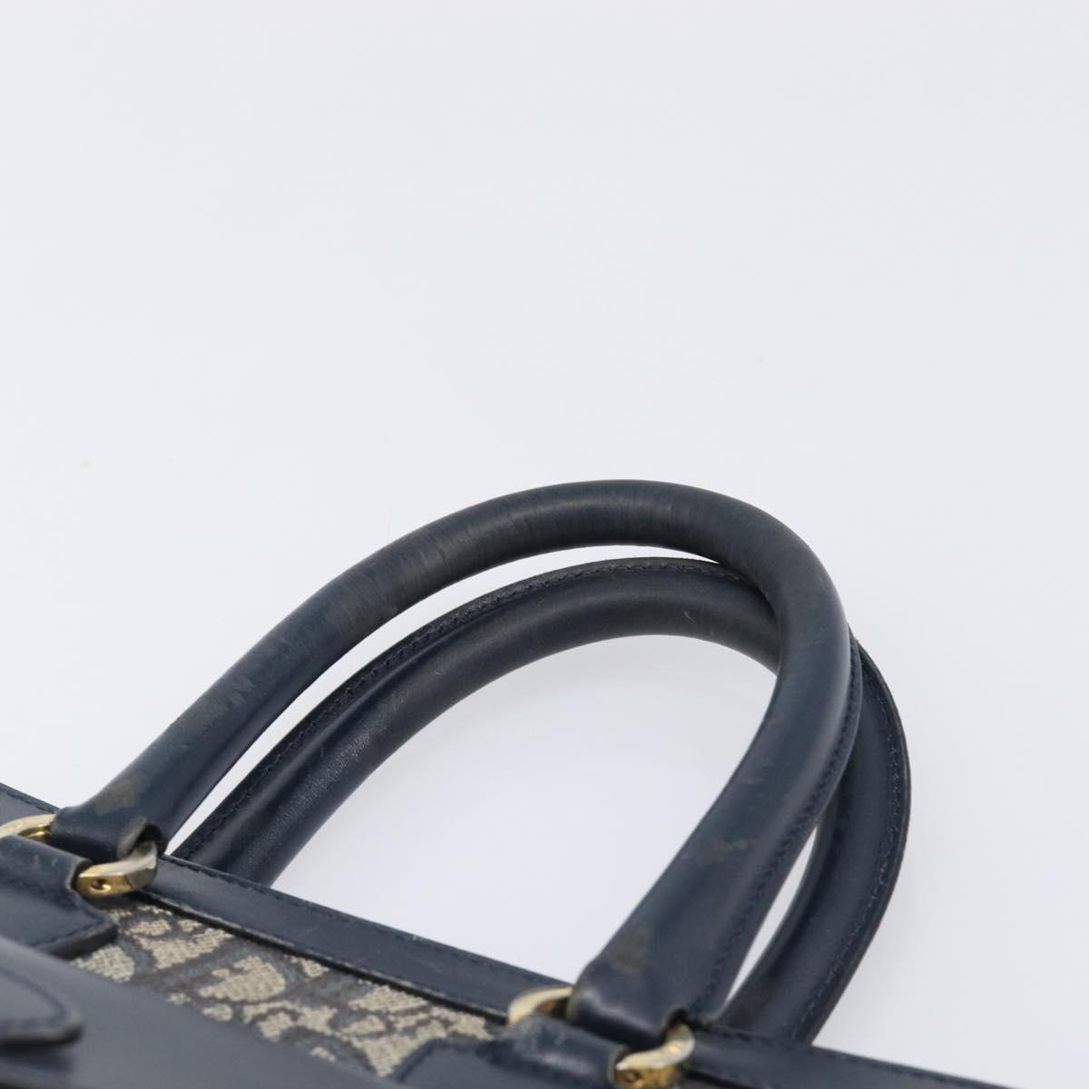 Christian Dior Trotter Canvas Hand Bag Navy Gold Auth 201927