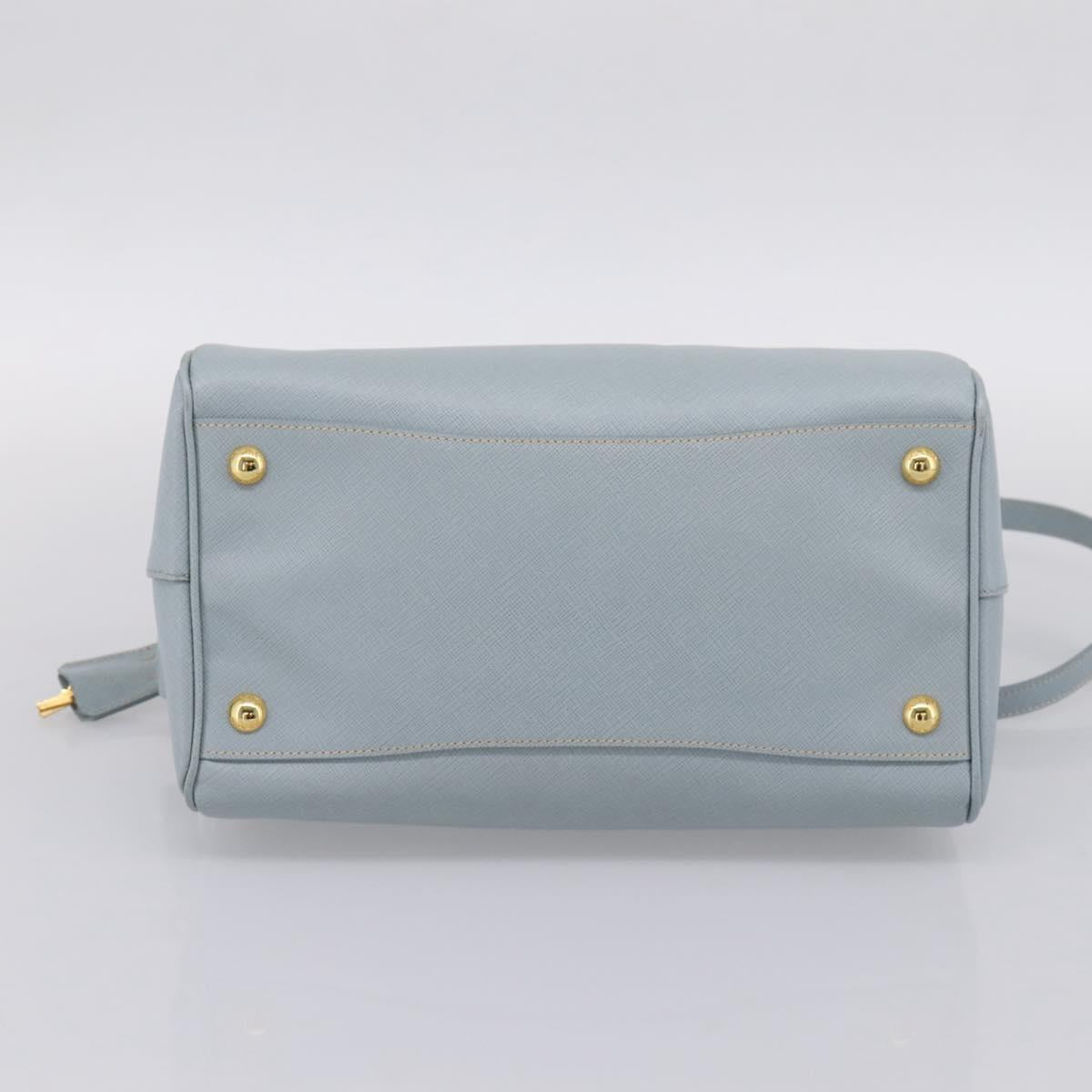 PRADA Boston Bag Saffiano leather 2way Light Blue Gold Auth 201928A