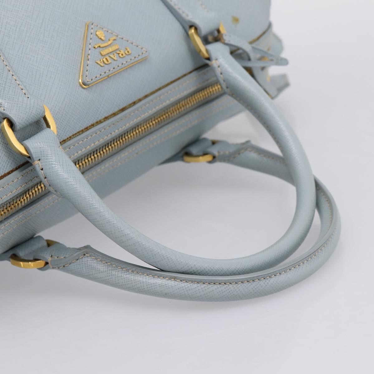 PRADA Boston Bag Saffiano leather 2way Light Blue Gold Auth 201928A