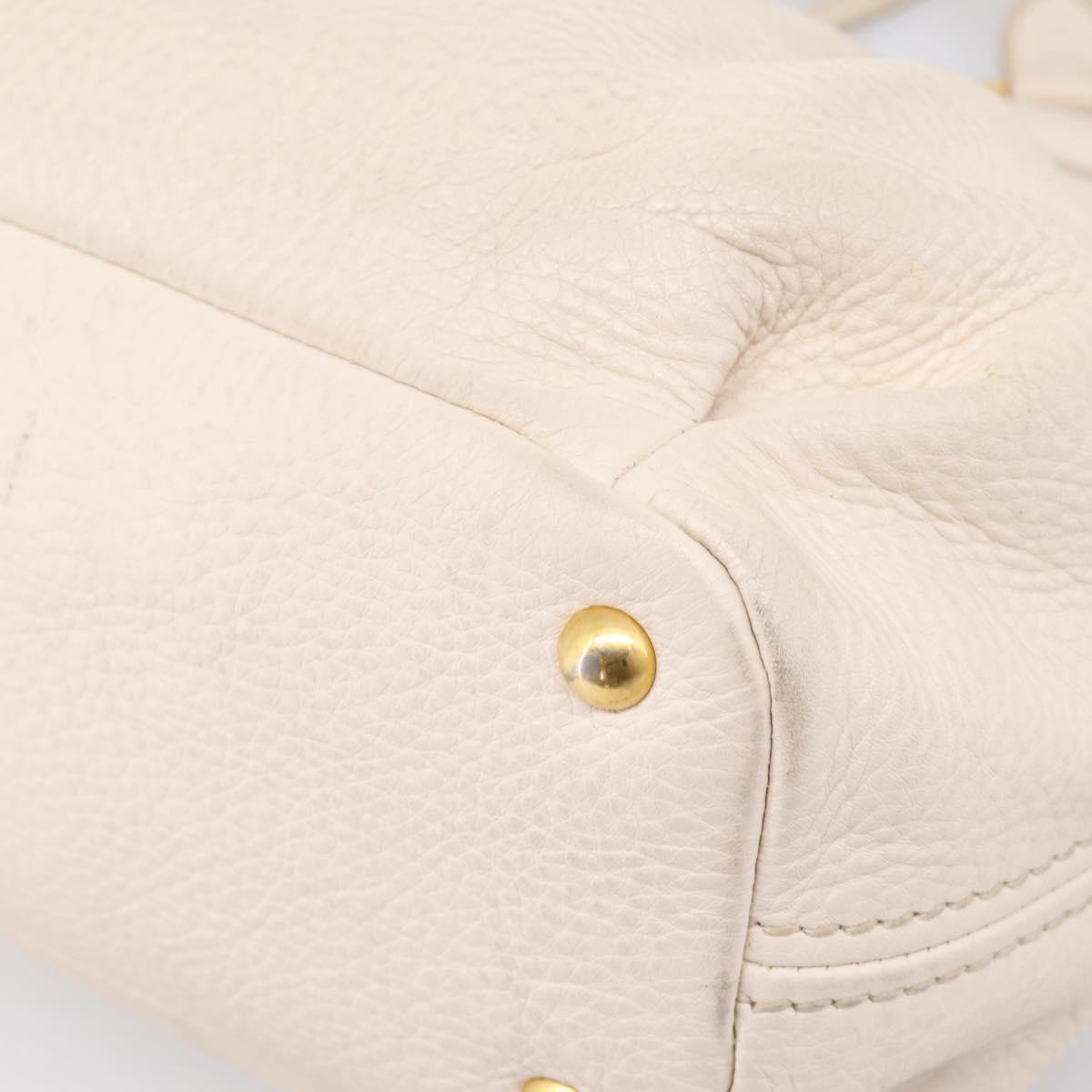 Miu Miu Hand Bag Vittero Dino Leather 2way Ivory Gold Auth 201929A