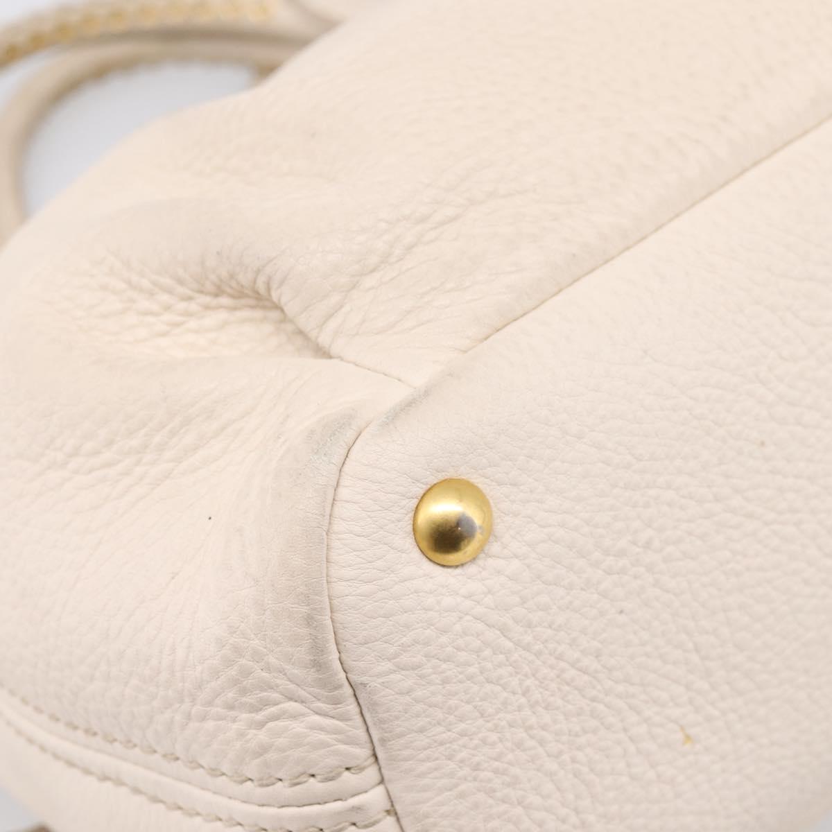 Miu Miu Hand Bag Vittero Dino Leather 2way Ivory Gold Auth 201929A