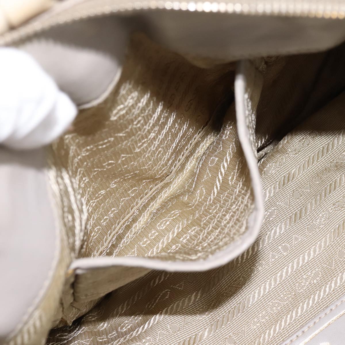 PRADA Gathered Hand Bag Nylon 2way Beige Gold Auth 201930