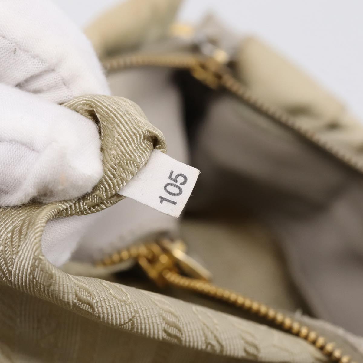 PRADA Gathered Hand Bag Nylon 2way Beige Gold Auth 201930