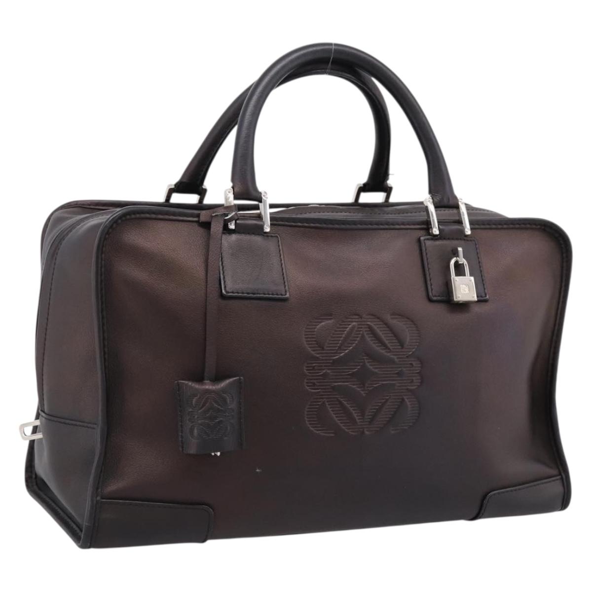 LOEWE Amazona 36 Hand Bag Leather Bronze Silver Auth 201931V