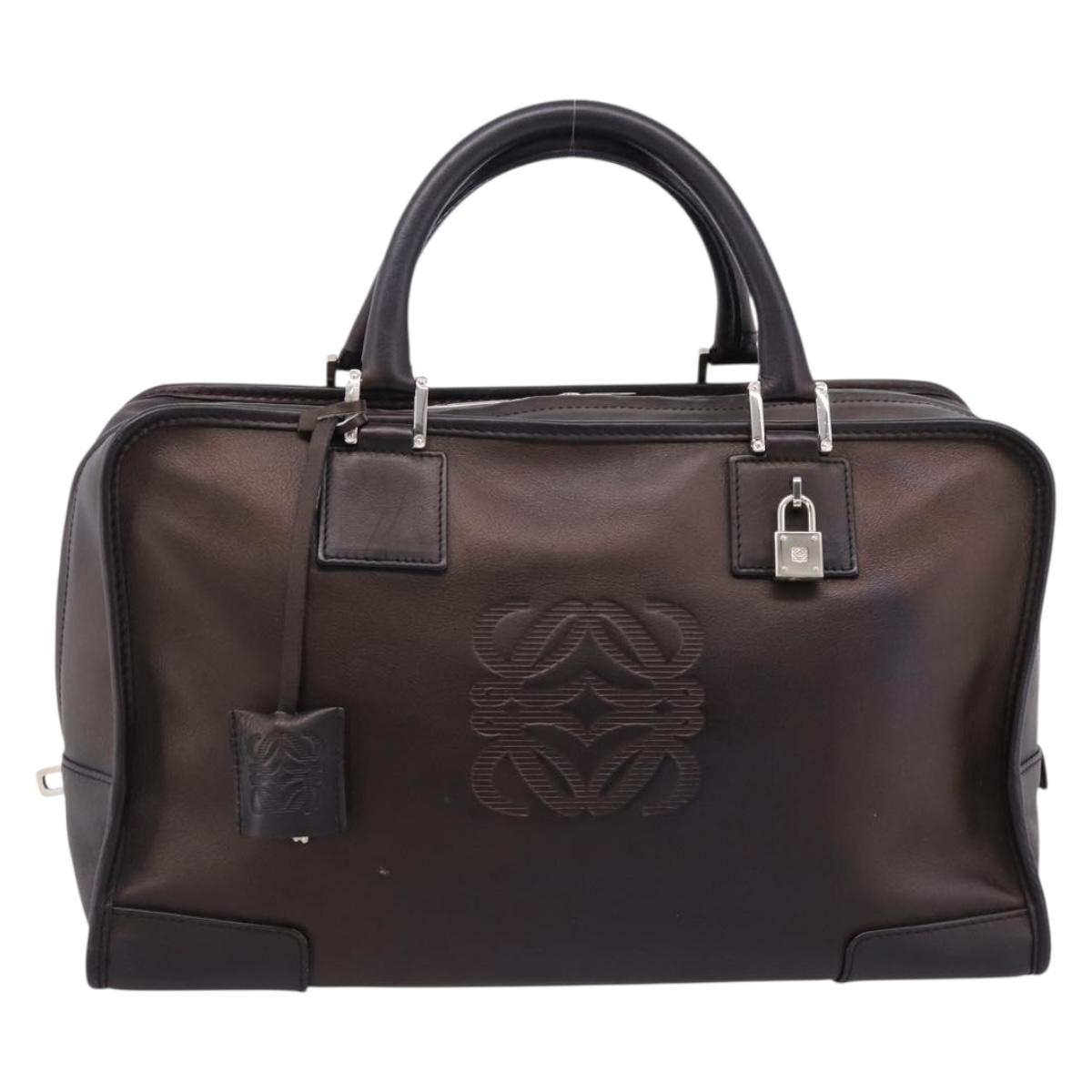 LOEWE Amazona 36 Hand Bag Leather Bronze Silver Auth 201931V