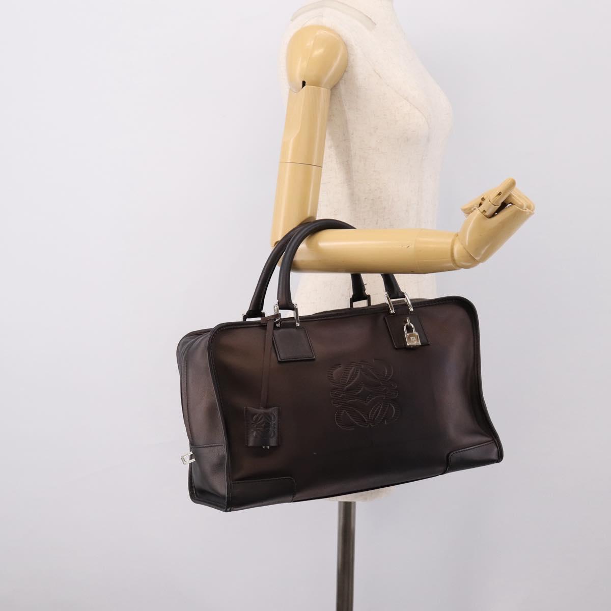 LOEWE Amazona 36 Hand Bag Leather Bronze Silver Auth 201931V