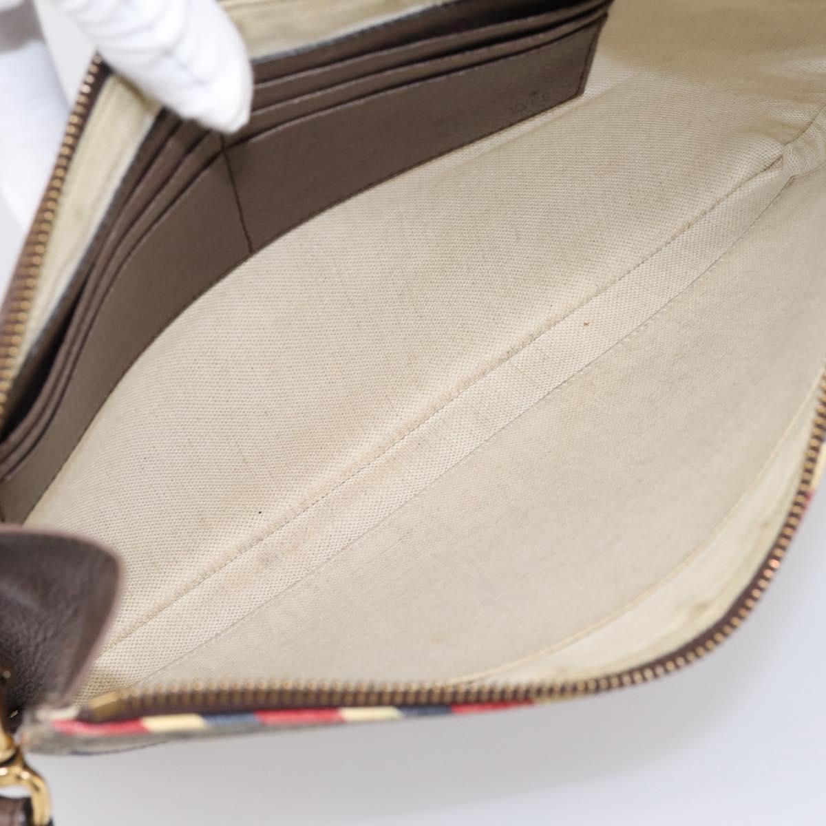 GUCCI GG Supreme Courier Clutch Bag PVC Beige 473915 Auth 201932A