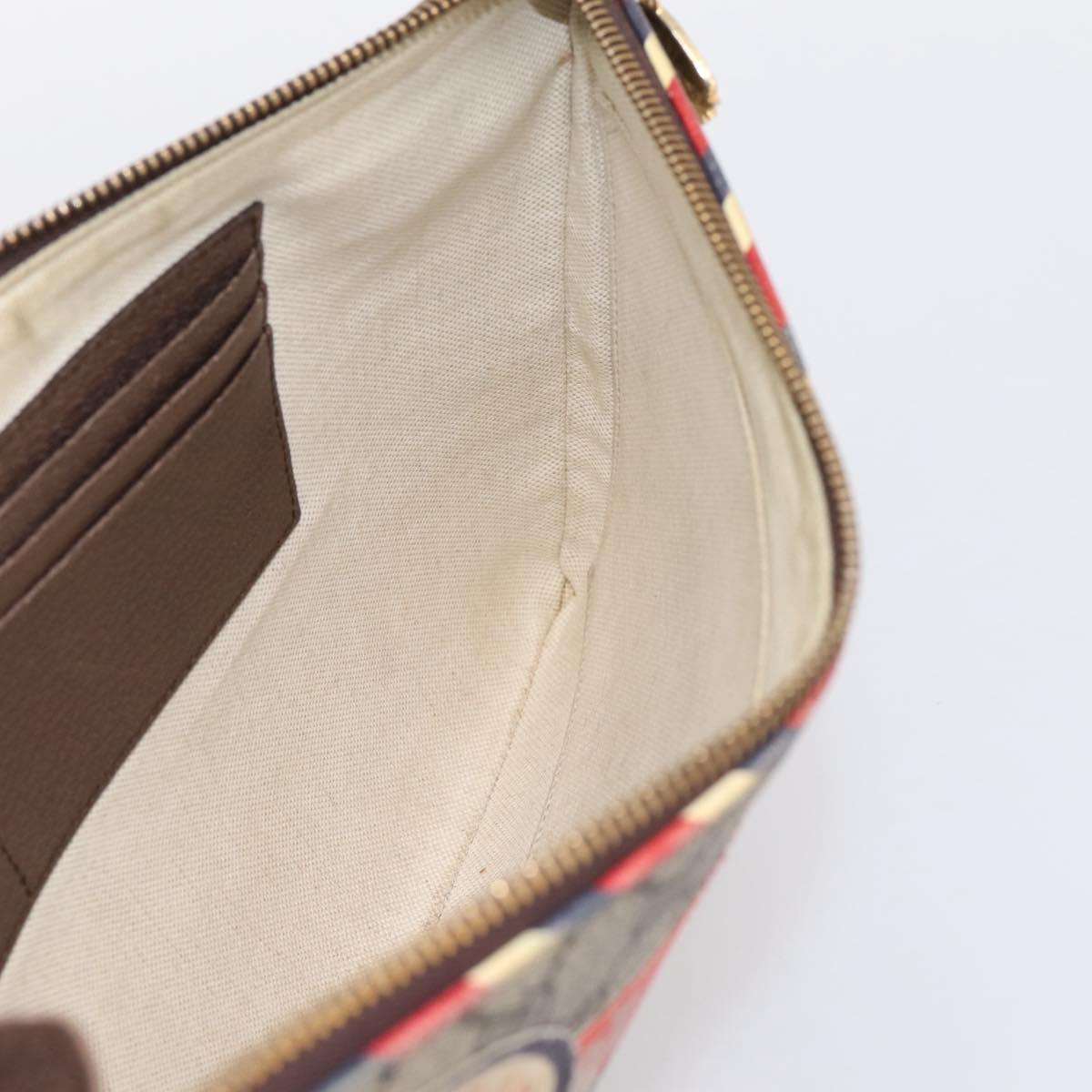GUCCI GG Supreme Courier Clutch Bag PVC Beige 473915 Auth 201932A