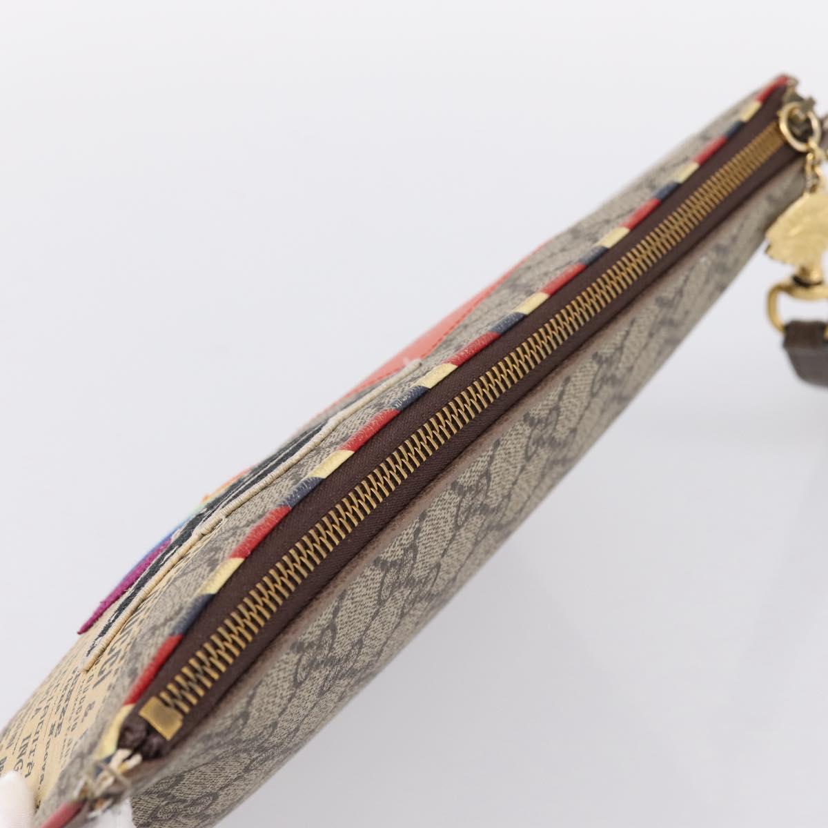 GUCCI GG Supreme Courier Clutch Bag PVC Beige 473915 Auth 201932A