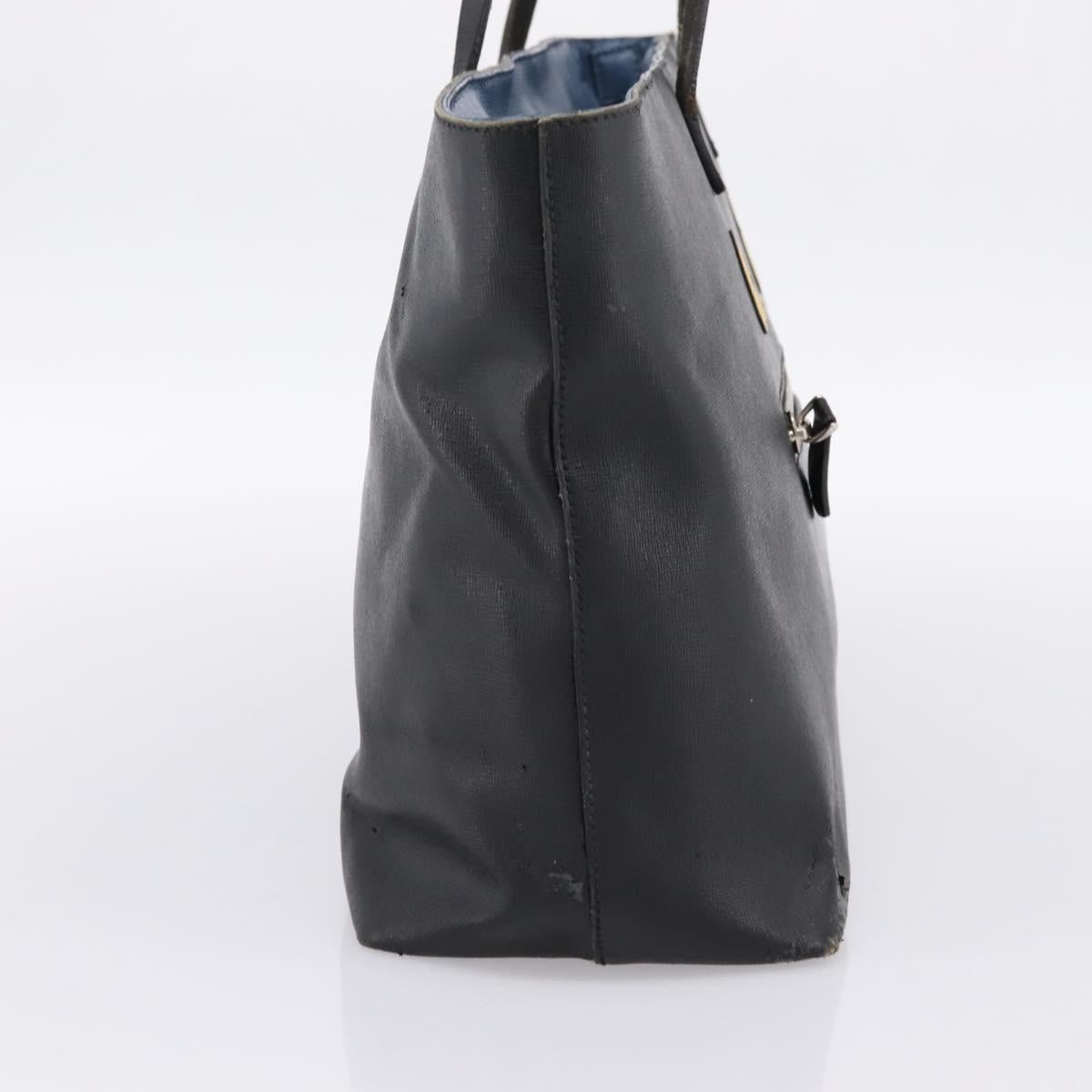 FENDI Monster Tote Bag Leather Black Silver Auth 201937