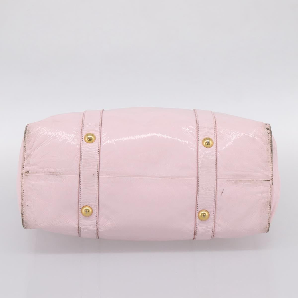 Miu Miu Tote Bag Patent leather Pink Gold Auth 201938