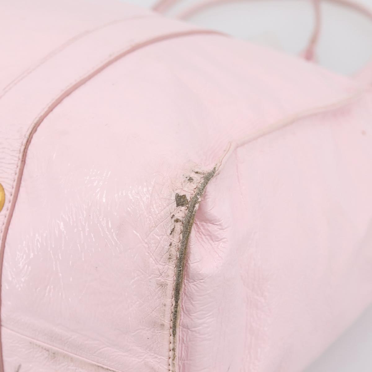 Miu Miu Tote Bag Patent leather Pink Gold Auth 201938