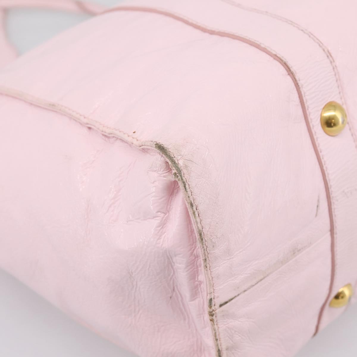 Miu Miu Tote Bag Patent leather Pink Gold Auth 201938