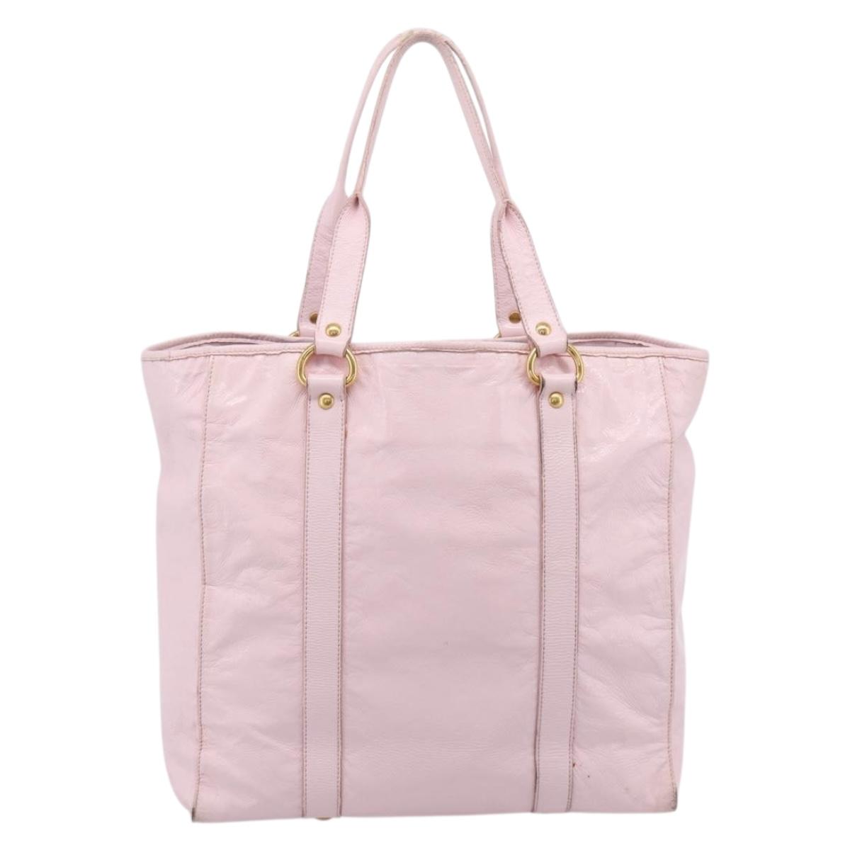 Miu Miu Tote Bag Patent leather Pink Gold Auth 201938