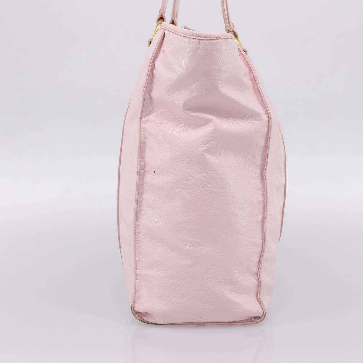 Miu Miu Tote Bag Patent leather Pink Gold Auth 201938