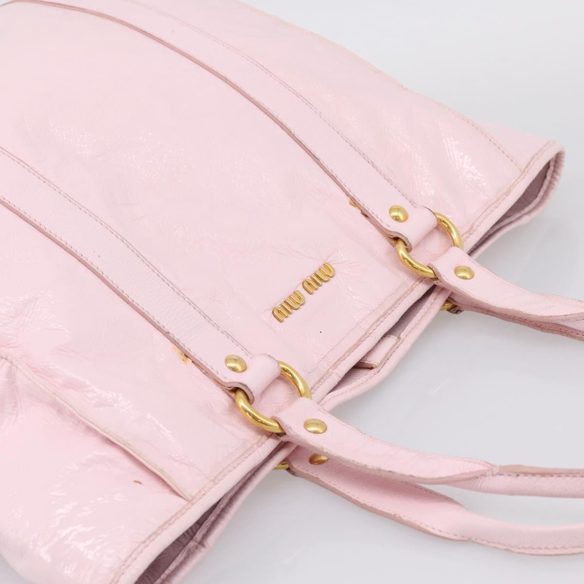 Miu Miu Tote Bag Patent leather Pink Gold Auth 201938