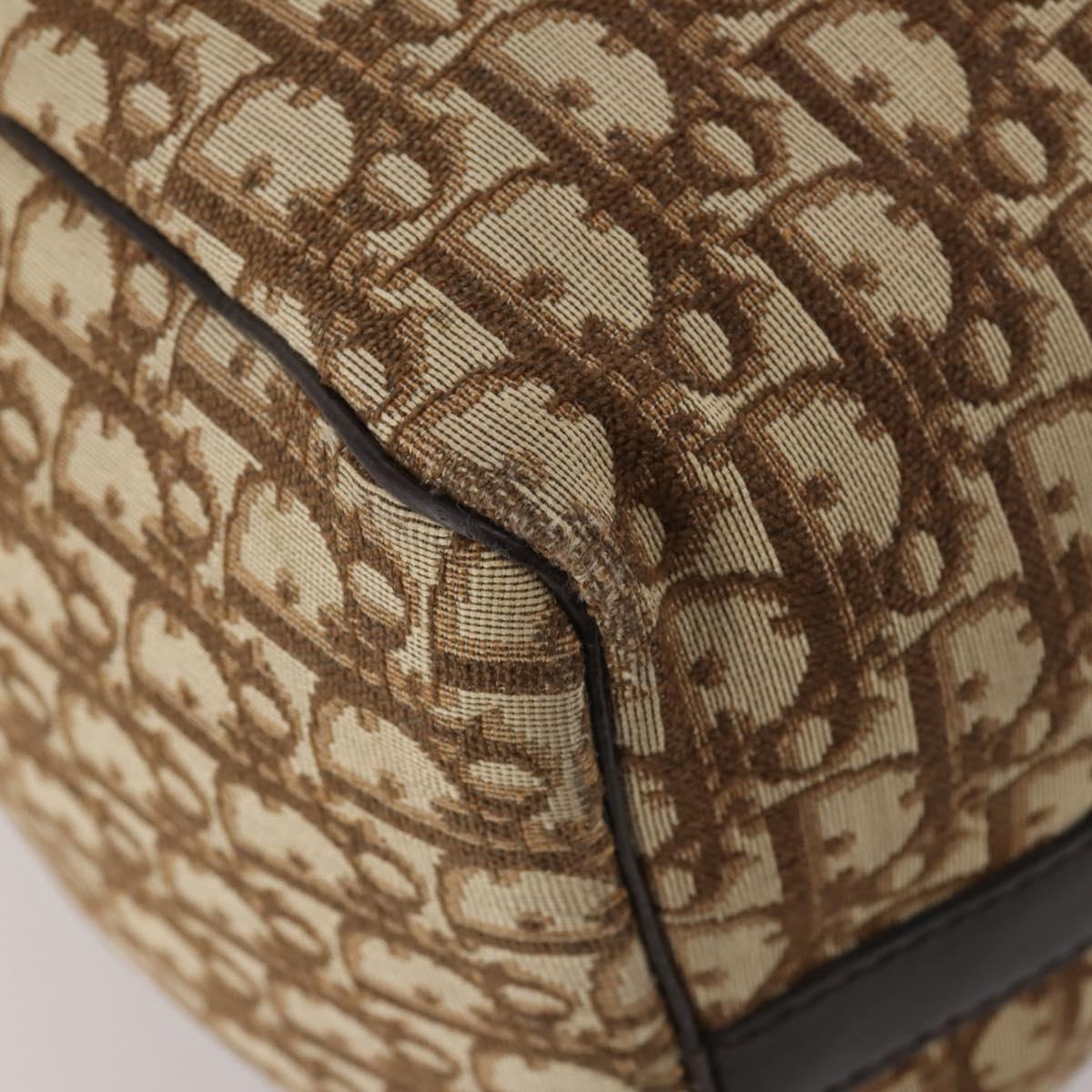 Christian Dior Trotter Canvas Boston Bag Brown Gold Auth 201940