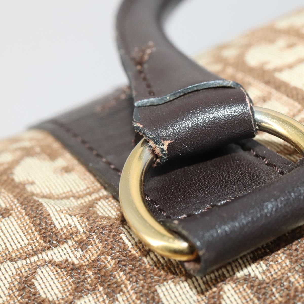 Christian Dior Trotter Canvas Boston Bag Brown Gold Auth 201940