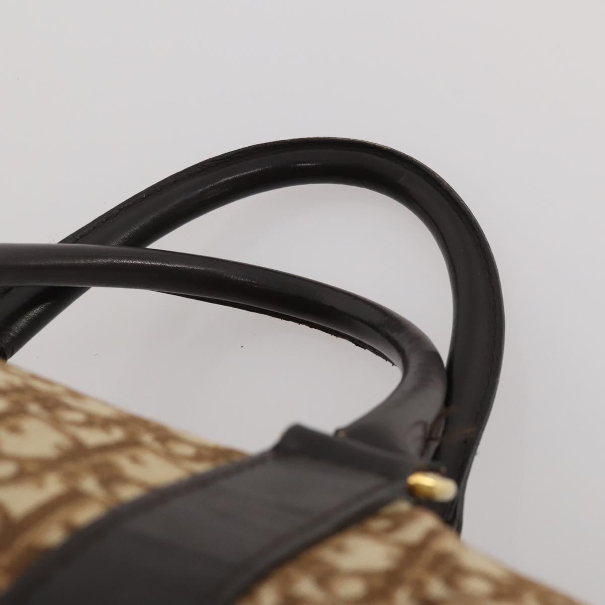 Christian Dior Trotter Canvas Boston Bag Brown Gold Auth 201940