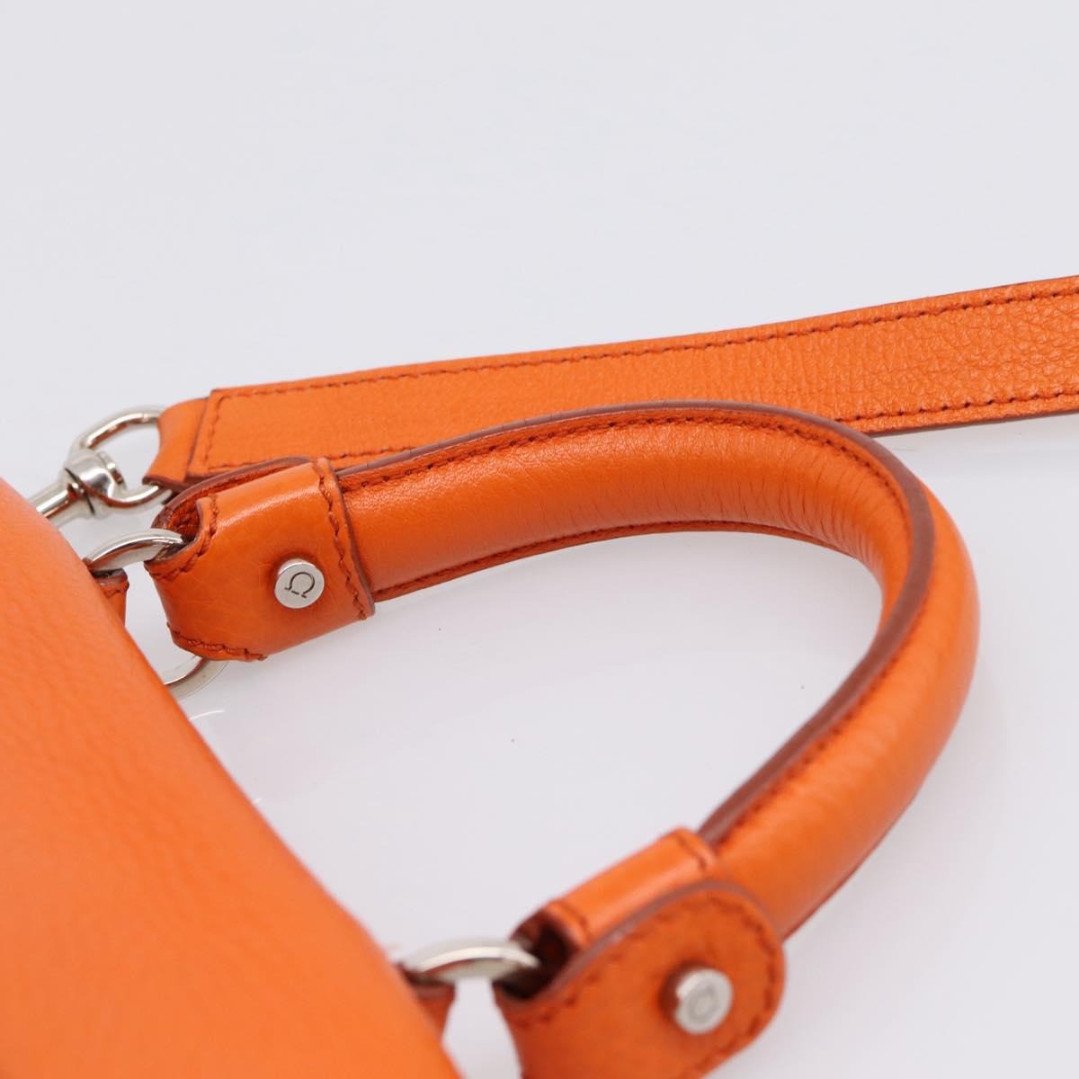 Salvatore Ferragamo Sofia Gancini Bag Leather 2way Orange Silver Auth 201941A