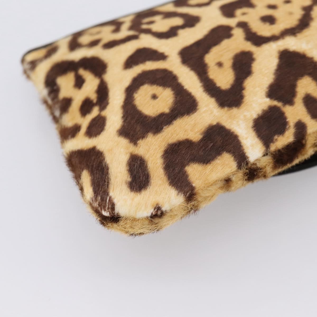 Christian Dior Clutch Bag Harako leather Brown Silver Auth 201942A