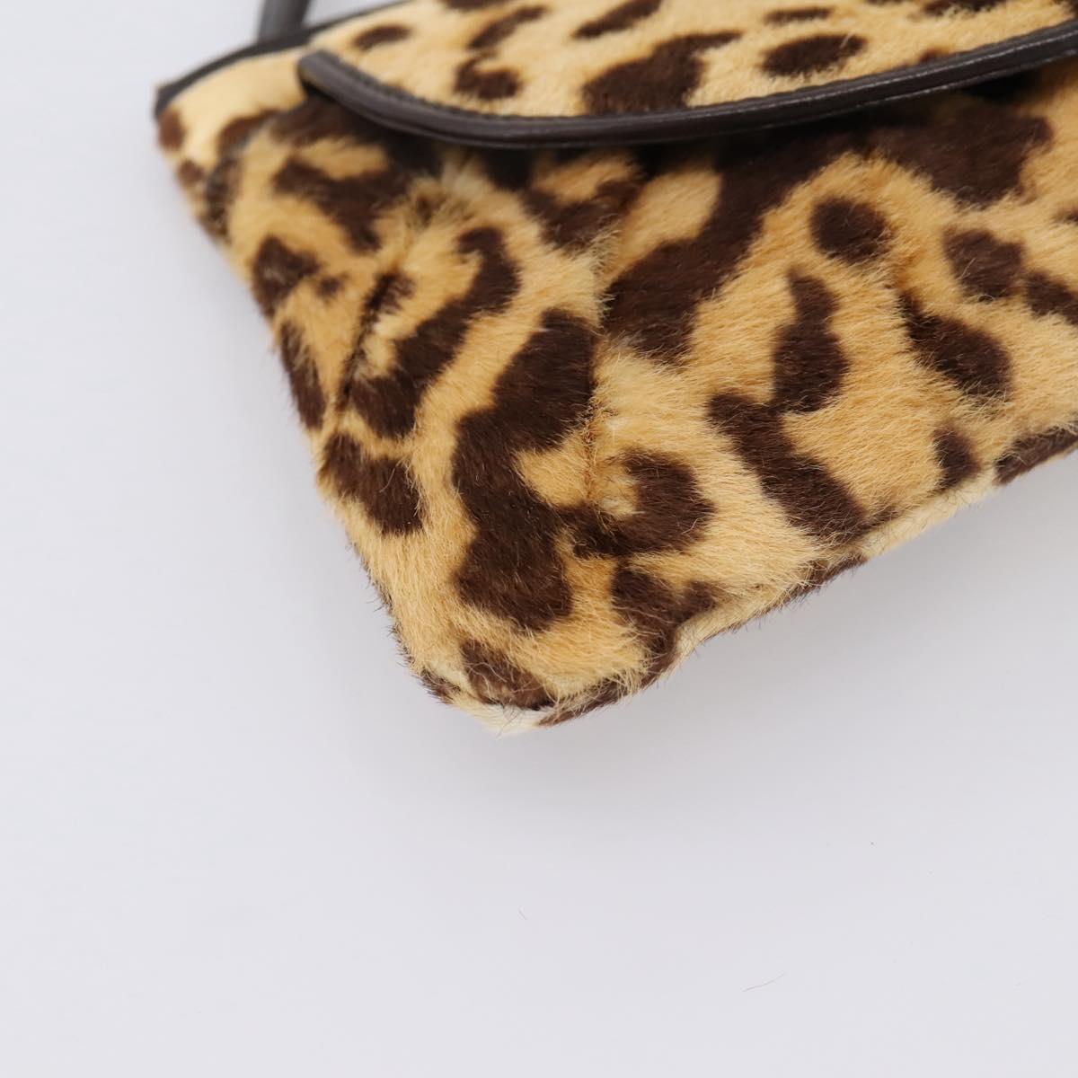 Christian Dior Clutch Bag Harako leather Brown Silver Auth 201942A