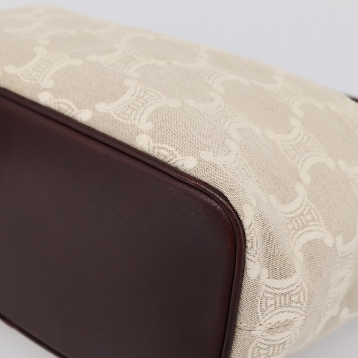 CELINE Macadam Canvas Shoulder Bag Beige Gold Auth 201944