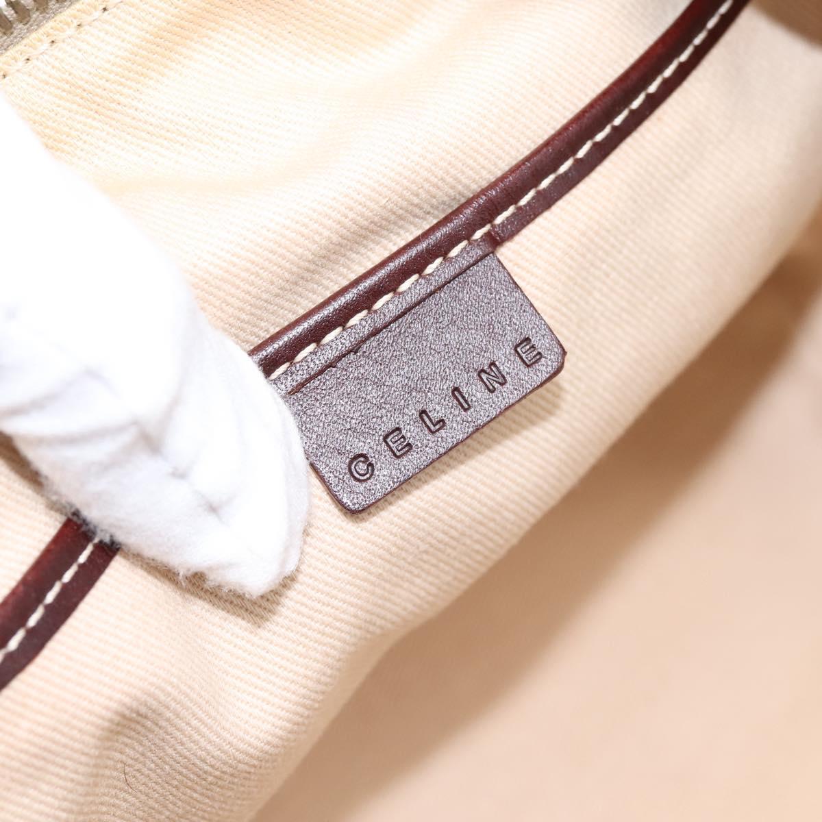 CELINE Macadam Canvas Shoulder Bag Beige Gold Auth 201944