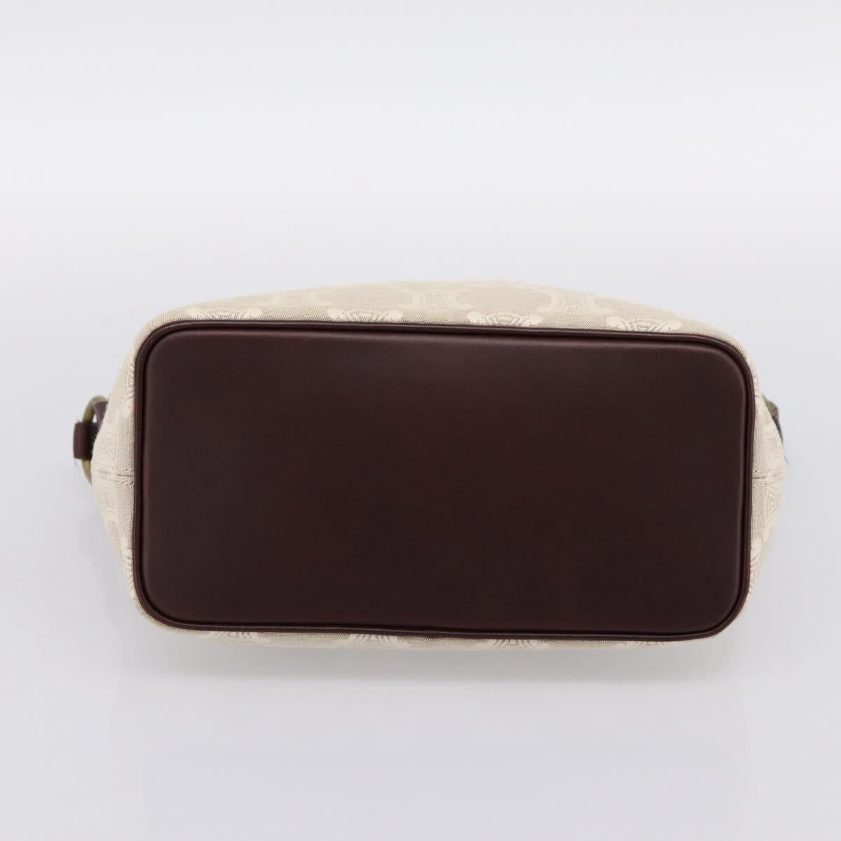 CELINE Macadam Canvas Shoulder Bag Beige Gold Auth 201944